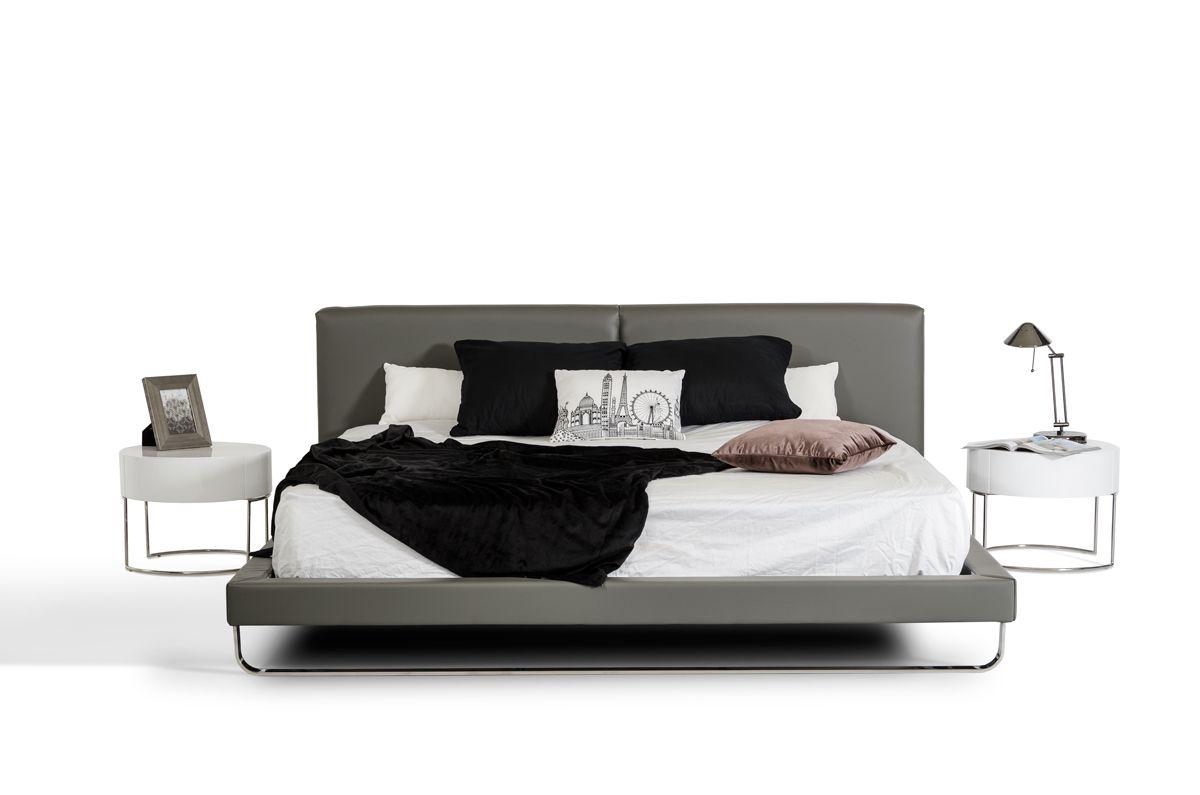 Contemporary, Modern Platform Bed Modrest Ramona King Bed VGJY-4016-GRY-EK VGJY-4016-GRY-EK in Gray Leatherette