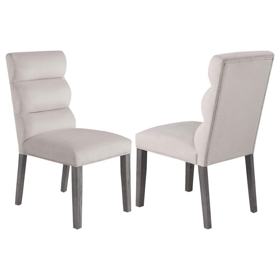 

    
Contemporary Gray/Stone Wood Side Chair Set 2PCS Coaster Carla 106683
