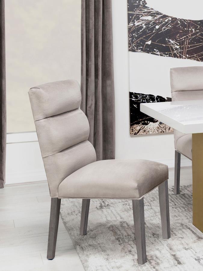 

    
Contemporary Gray/Stone Wood Side Chair Set 2PCS Coaster Carla 106683
