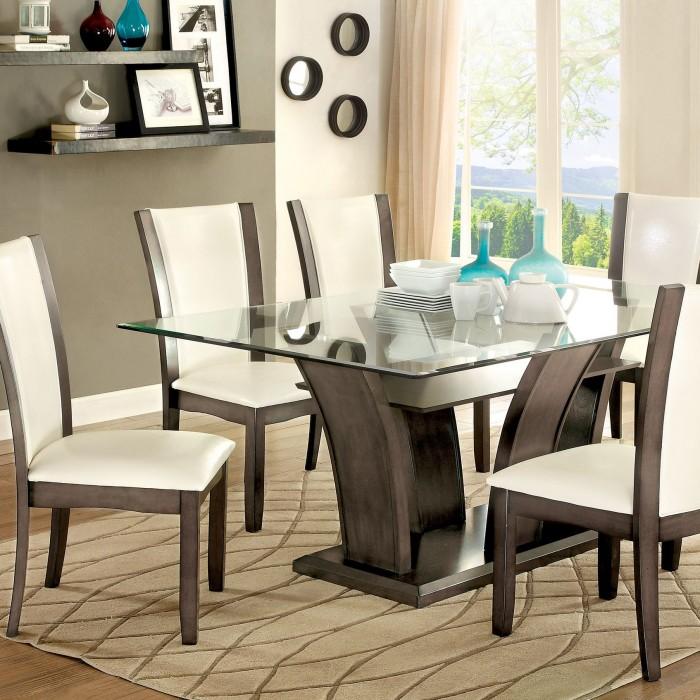 

    
Contemporary Gray Tempered Glass Dining Table Furniture of America CM3710GY-T Manhattan
