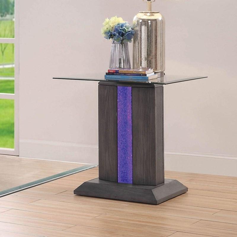

    
Contemporary Gray Tempered Glass Top End Table Furniture of America CM4717E Rhyl
