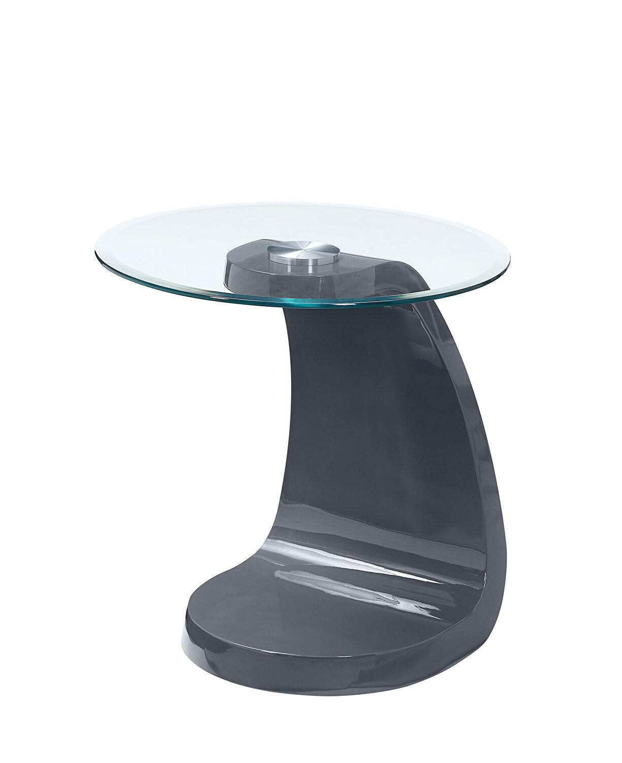 

    
Contemporary Gray Tempered Glass Top End Table Furniture of America FOA4042GY-E Nahara
