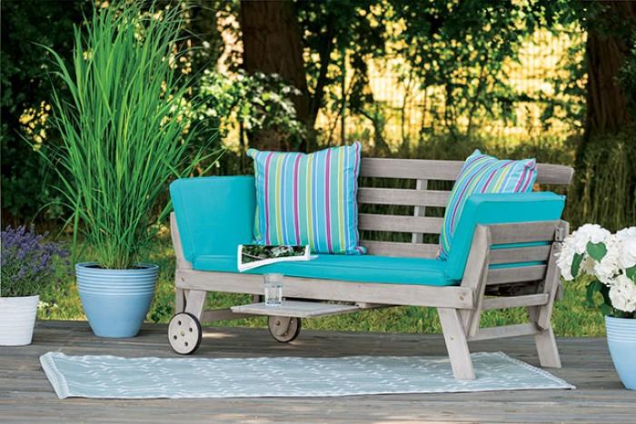 

    
Contemporary Gray/Turquoise Acacia Wood Convertible Sofa Daybed Furniture of America Maui GM-1015
