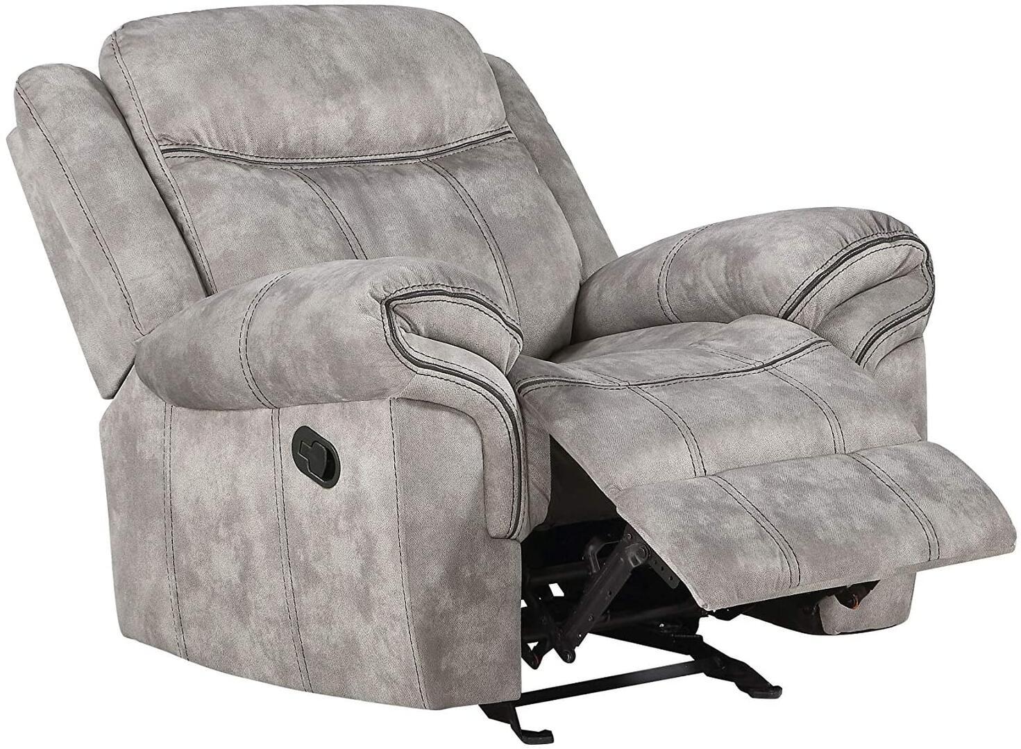 Contemporary Glider Reclining Chair Zubaida 55027 in Gray 