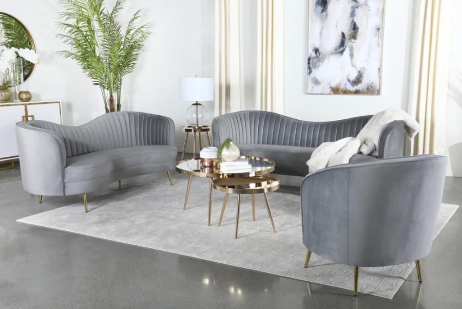 

    
Contemporary Gray Velvet Living Room Set 2pcs Coaster 506864-S2 Sophia

