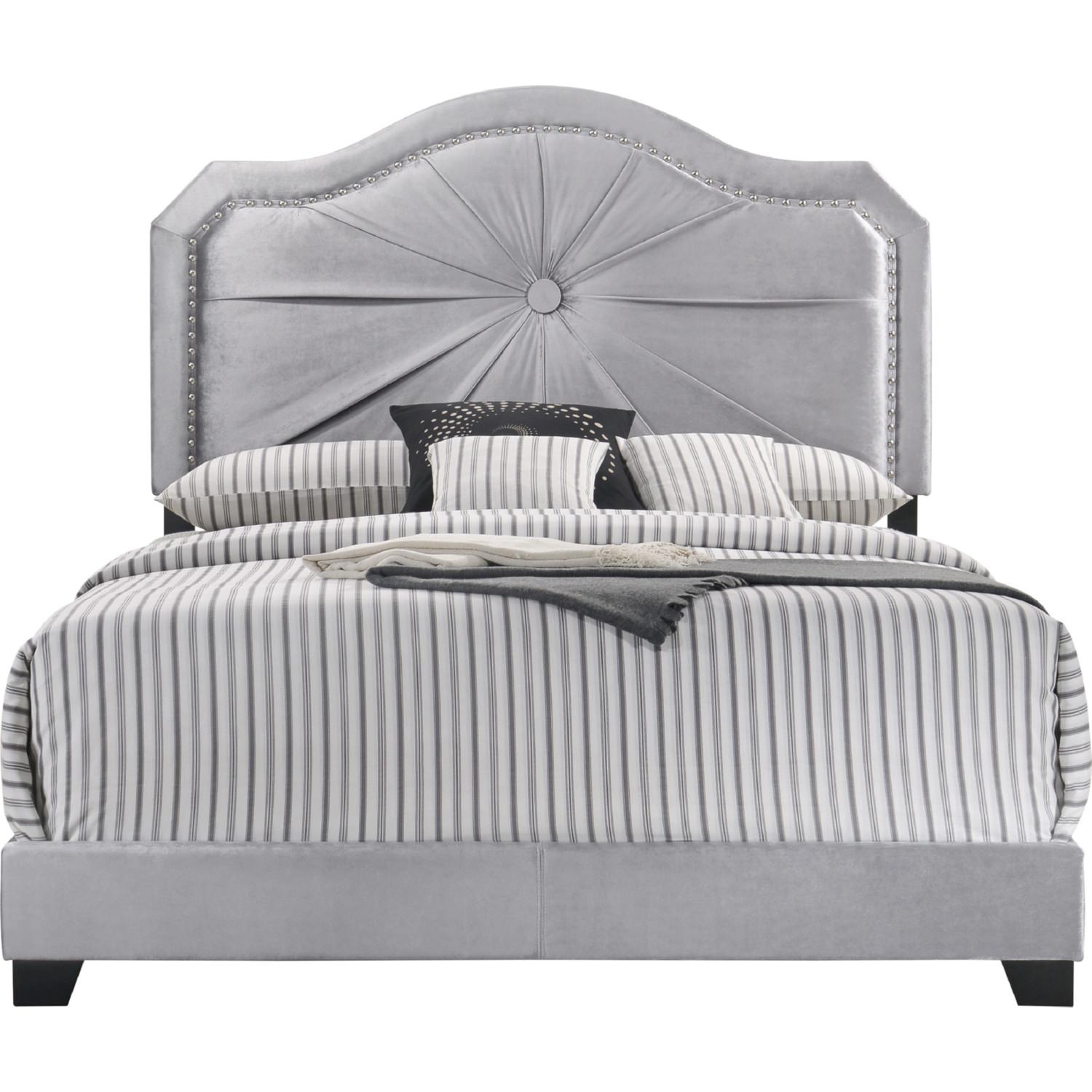 

    
Contemporary Gray Velvet Queen Bed by Acme Frankie 26410Q
