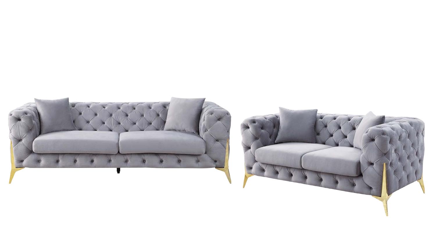 

    
Contemporary Gray Velvet Sofa + Loveseat by Acme Jelanea LV01406-2pcs
