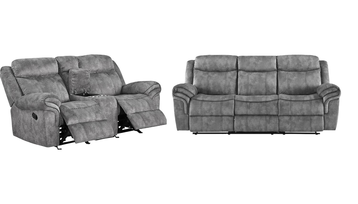 Contemporary Sofa and Loveseat Zubaida 55025-2pcs in Gray 
