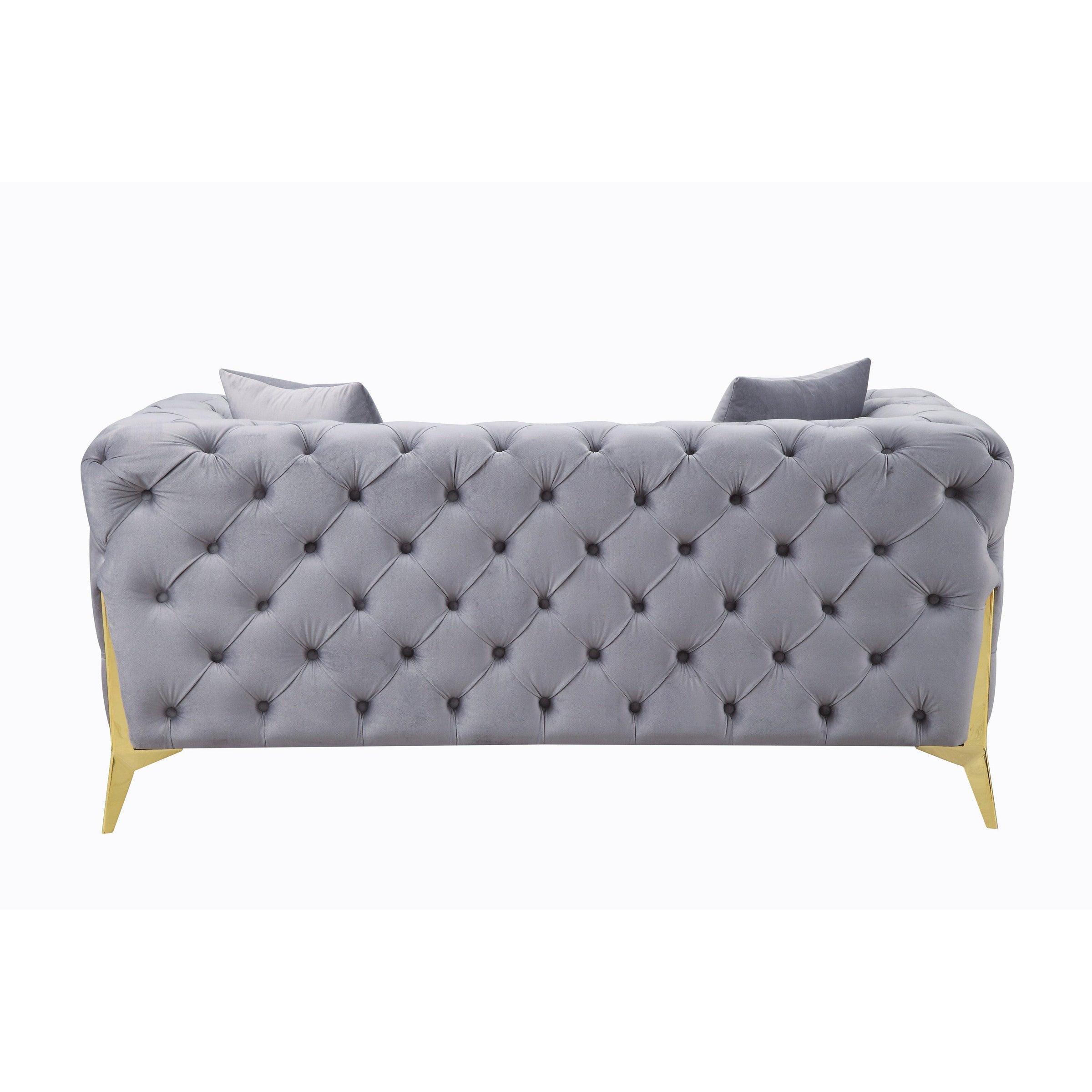 

    
 Order  Contemporary Gray Velvet Sofa + Loveseat + Chair by Acme Jelanea LV01406-3pcs
