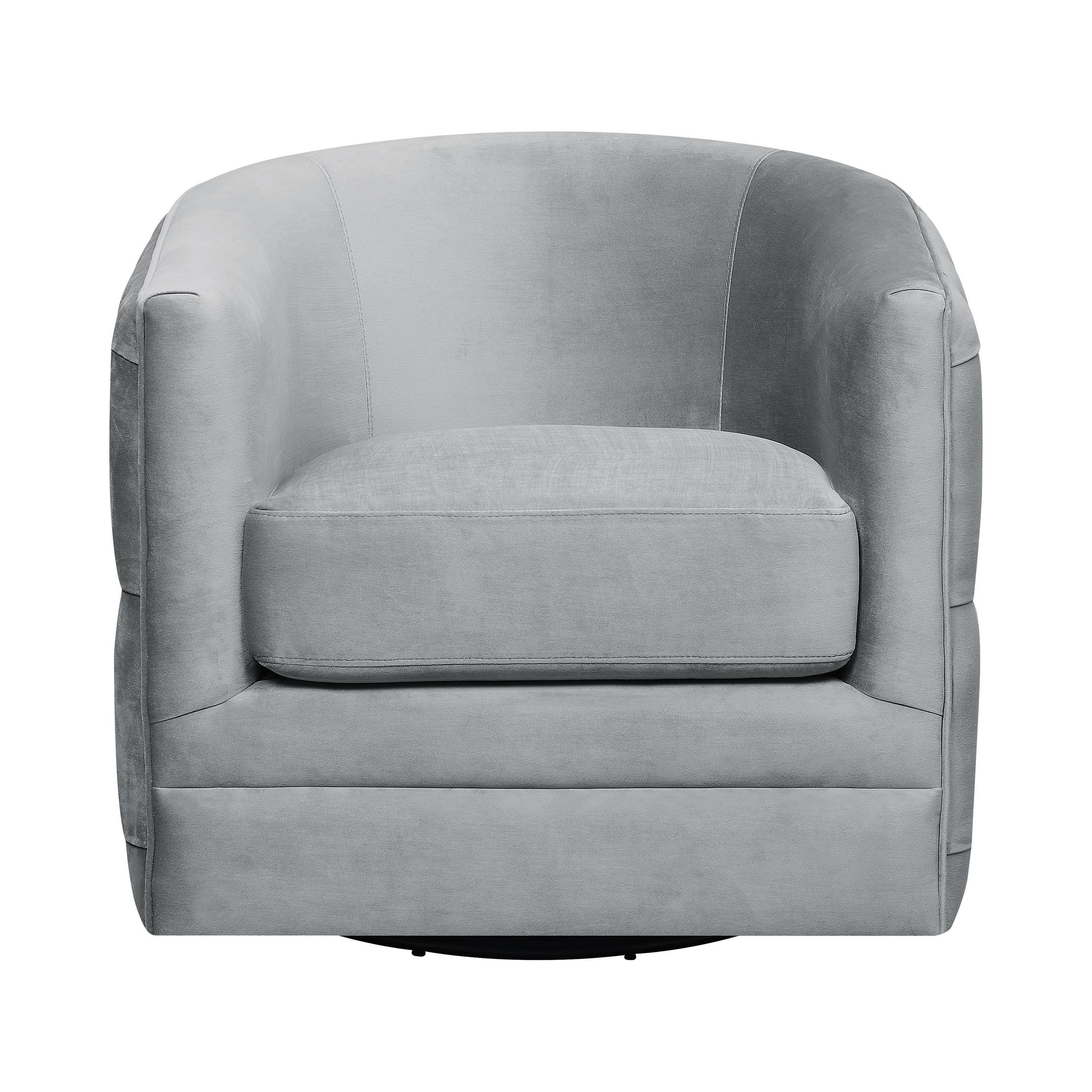

    
Contemporary Gray Velvet Swivel Accent Chair Coaster 904087
