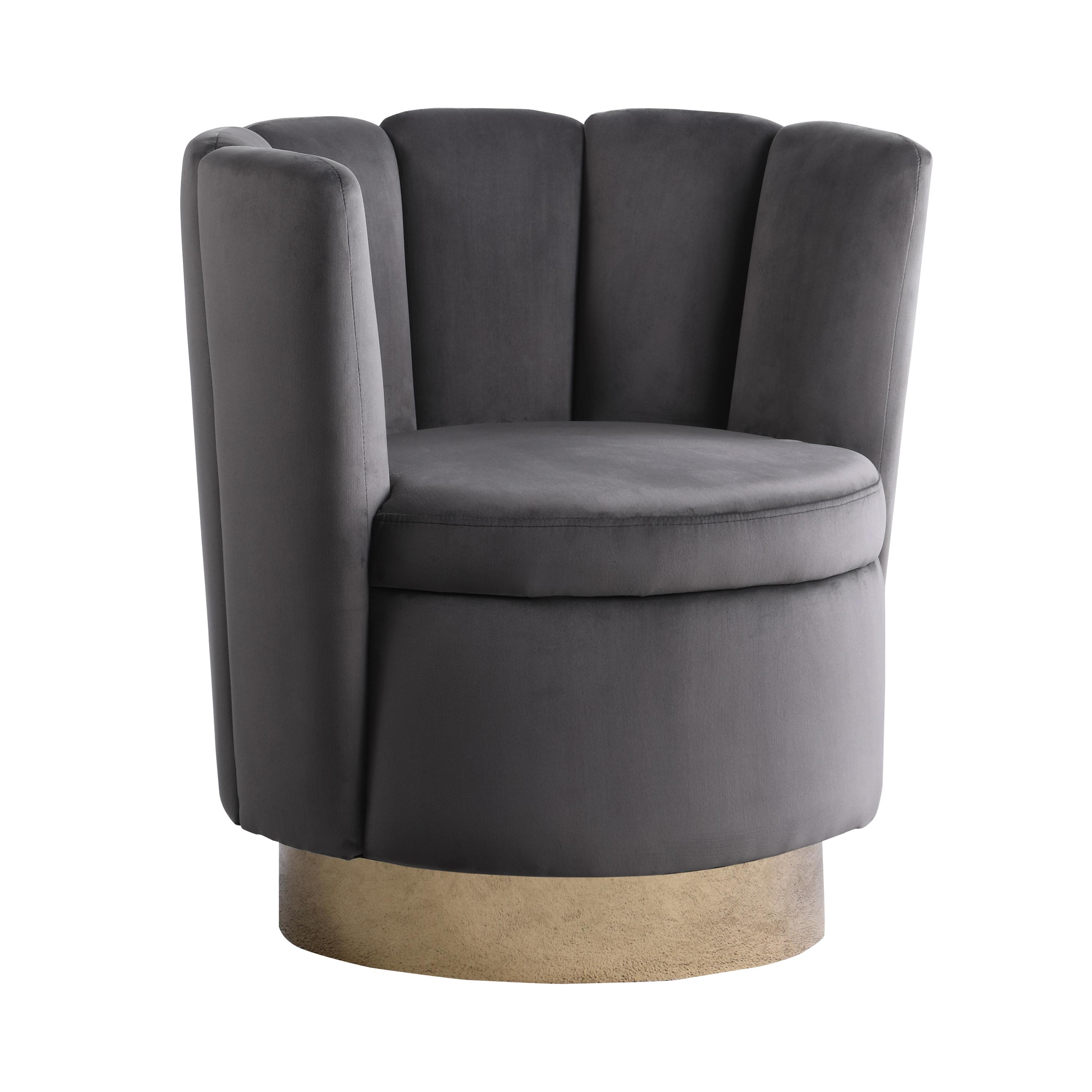 

    
Contemporary Gray Velvet Swivel Accent Chair Coaster 905649
