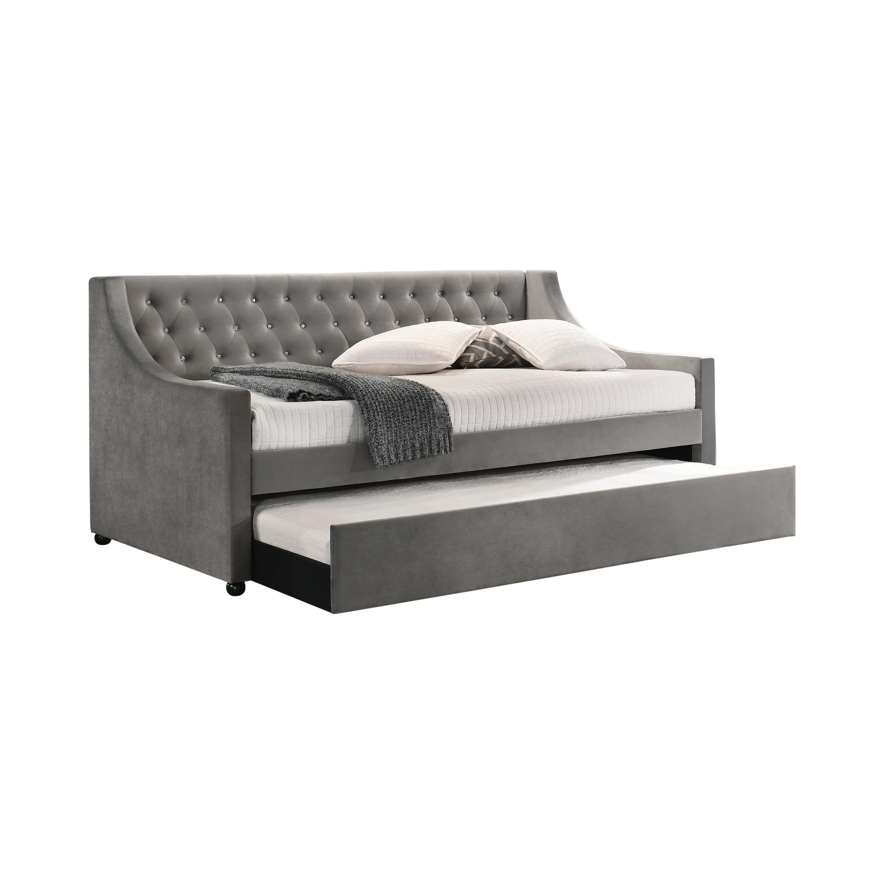 Contemporary Daybed w/Trundle 305883 Chatsboro 305883 in Gray Velvet