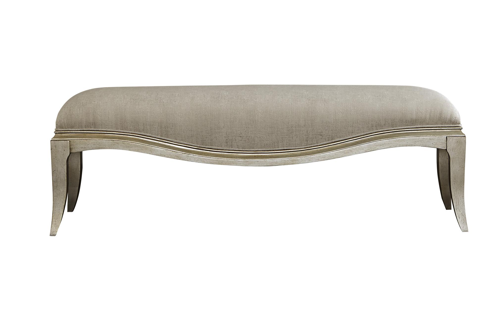 Contemporary Bench Starlite 406149-2227 in Silver, Gray Fabric