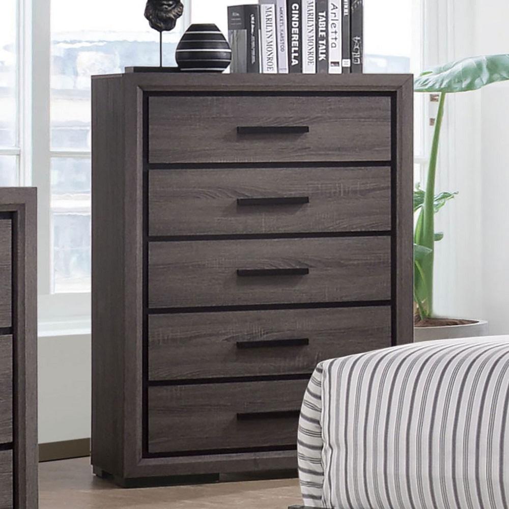 

    
Contemporary Gray Wood Chest Furniture of America CM7549C Conwy
