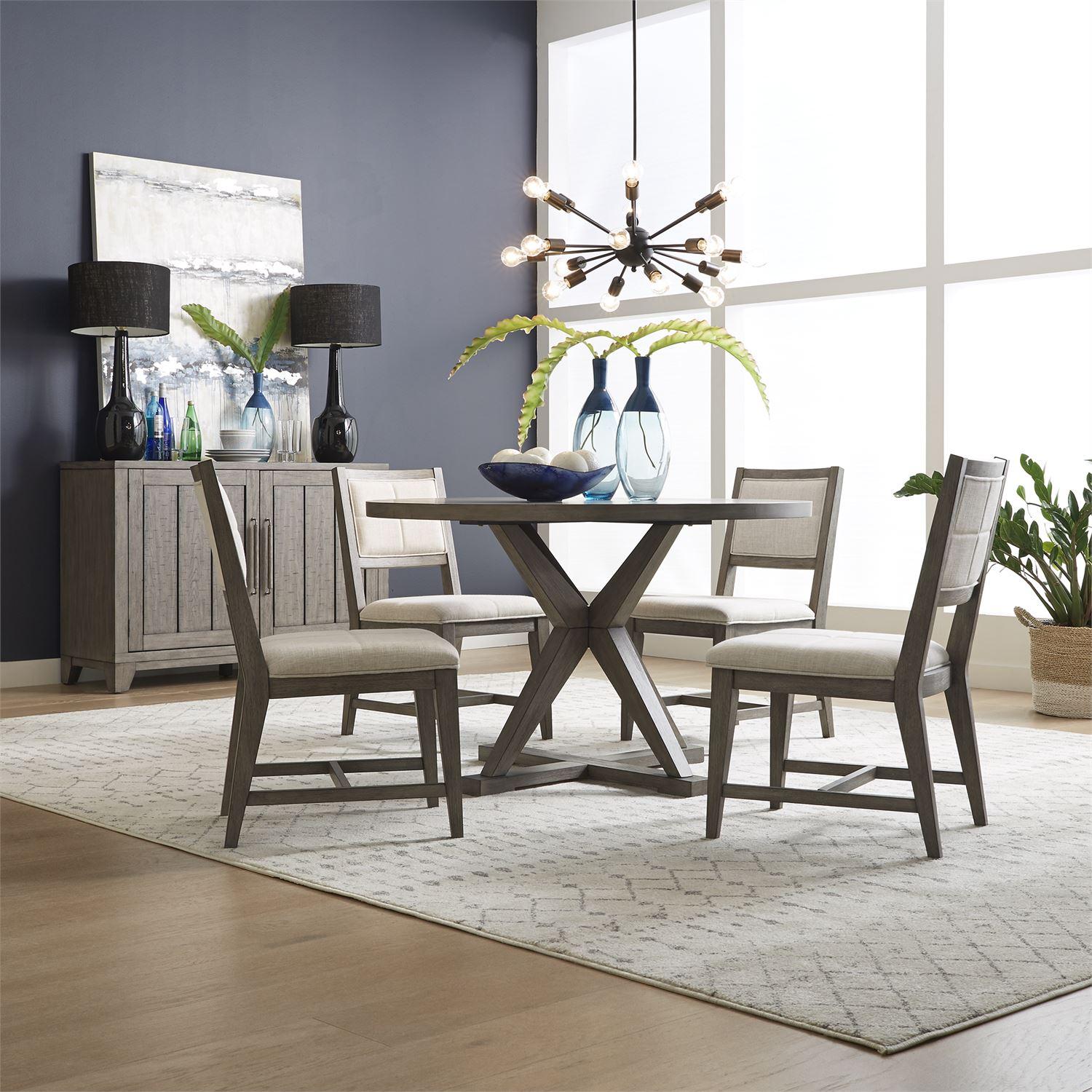 Contemporary Dining Room Set Crescent Creek  (530-CD) Dining Room Set 530-CD-5PDS in Gray Polyester