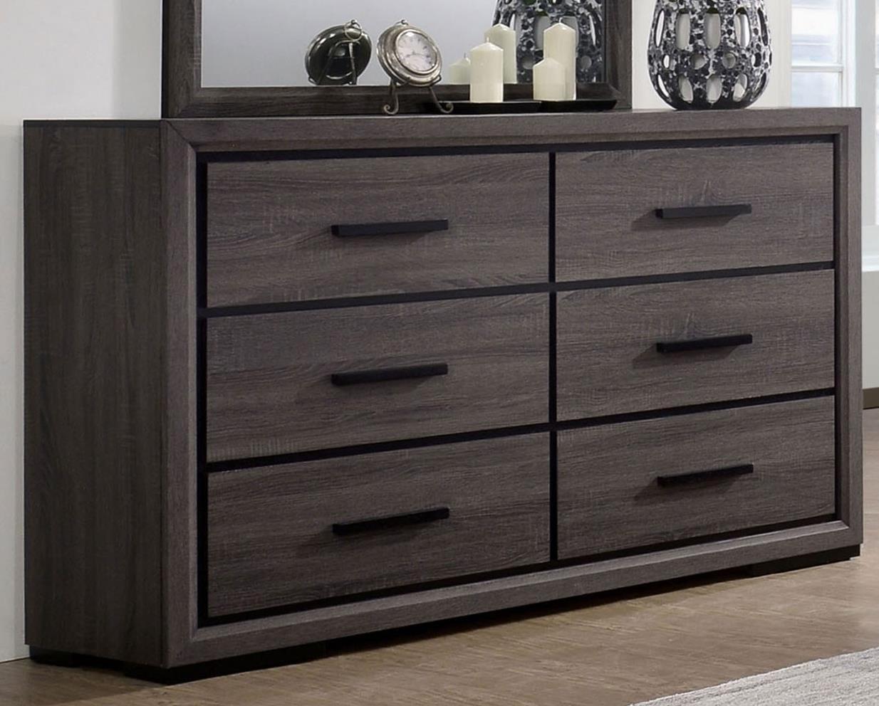 

    
Contemporary Gray Wood Dresser Furniture of America CM7549D Conwy

