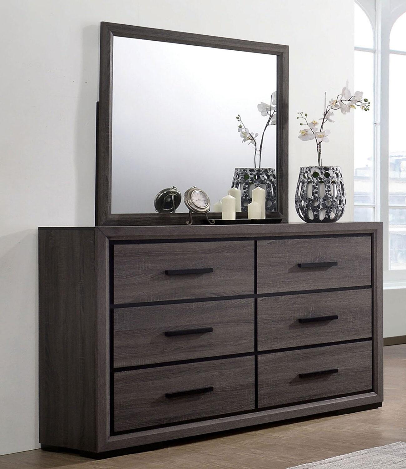 

    
Contemporary Gray Wood Dresser w/Mirror Furniture of America CM7549D*M Conwy
