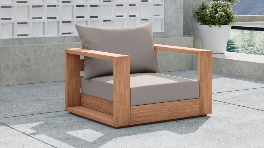 

    
Contemporary Gray Wood Fabric Patio Chair Meridian Furniture Tulum 353Grey-C
