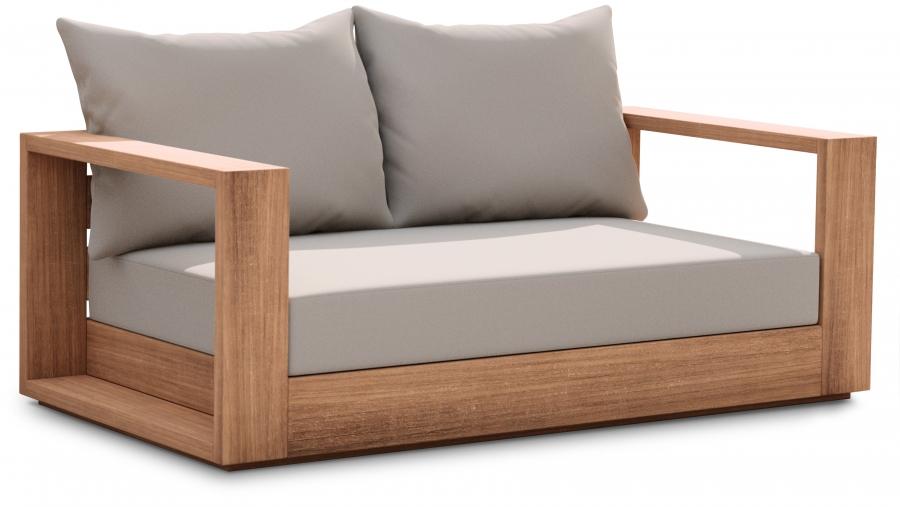 

    
Contemporary Gray Wood Fabric Patio Loveseat Meridian Furniture Tulum 353Grey-L
