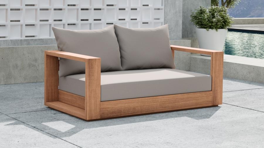 

    
 Photo  Contemporary Gray Wood Fabric Patio Sofa Set 2PCS Meridian Furniture Tulum 353Grey-S-2PCS
