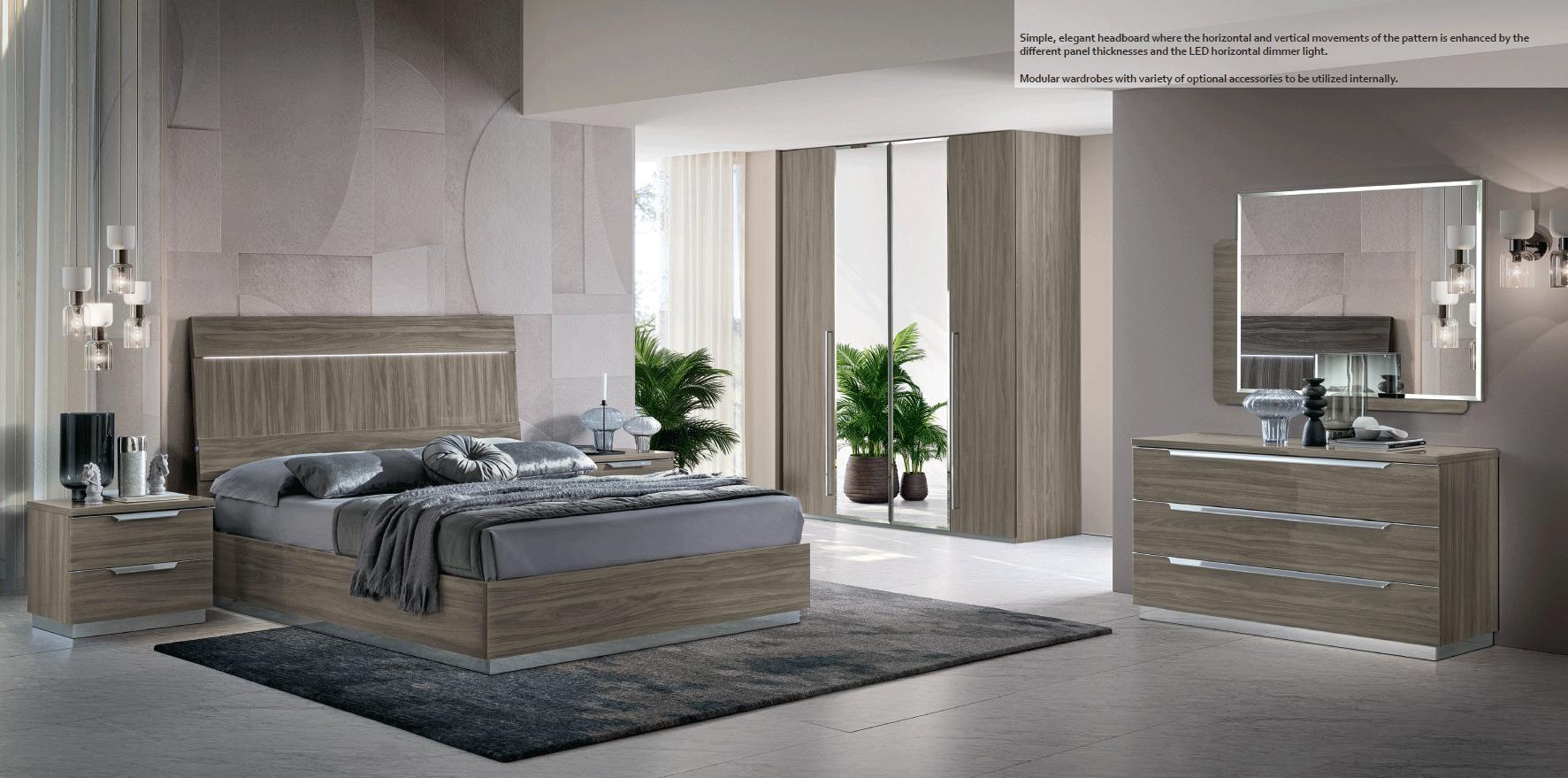 Contemporary Panel Bed Kroma King Panel Bed 175LET.04PG-K 175LET.04PG-K in Gray 