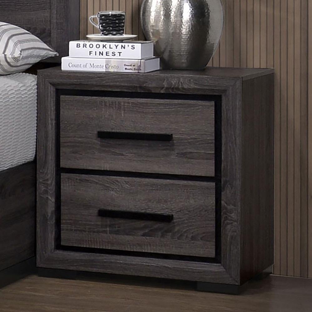 

    
Contemporary Gray Wood Nightstand Furniture of America CM7549N Conwy
