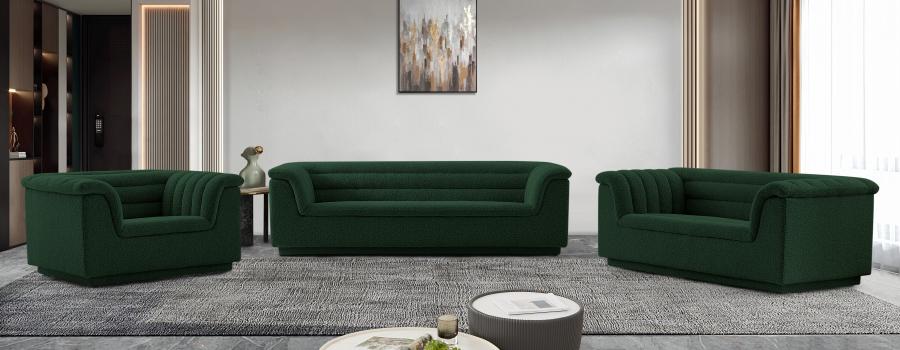

    
Contemporary Green Engineered Wood Living Room Set 2PCS Meridian Furniture Cascade 191Green-S-2PCS
