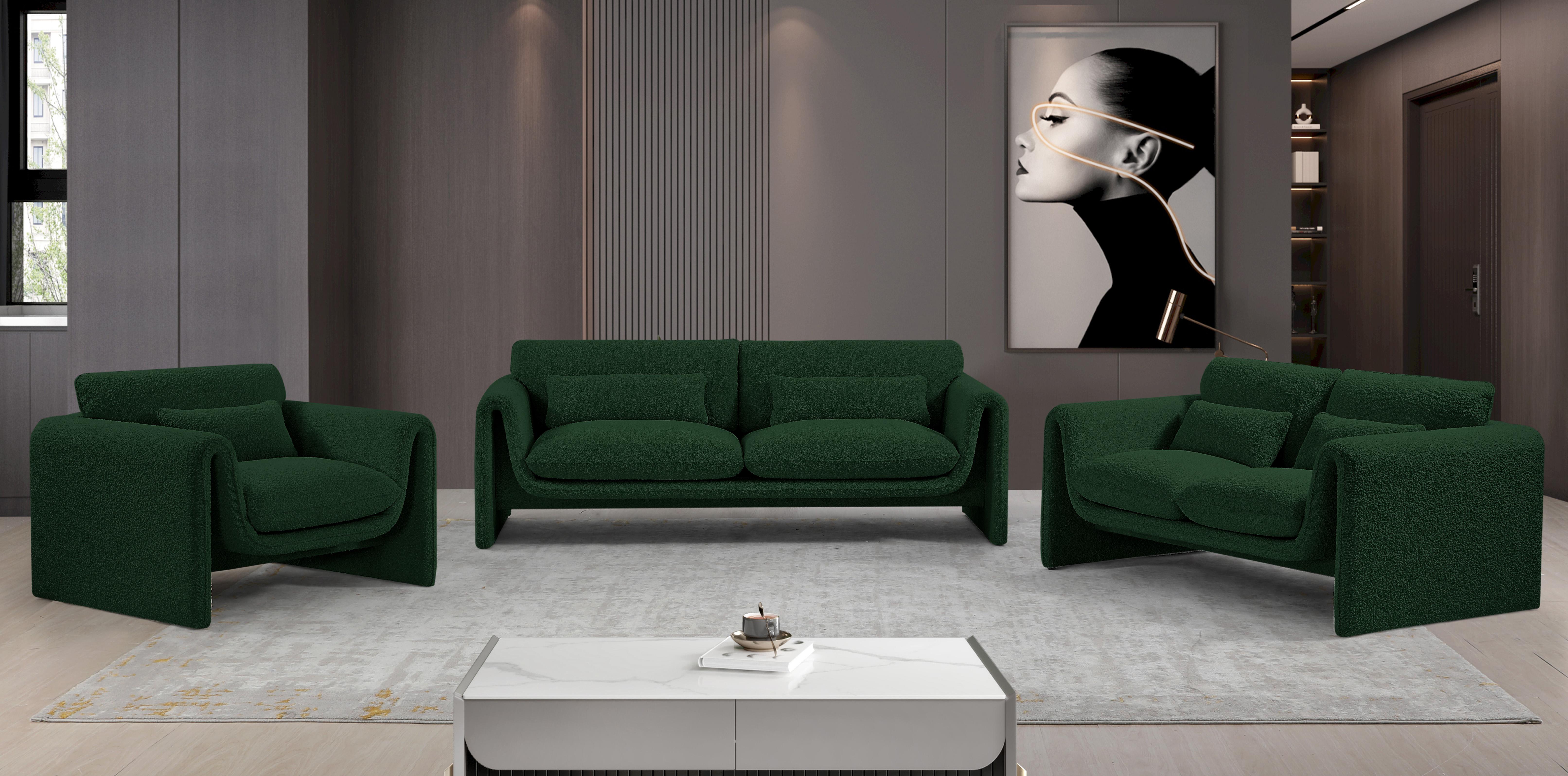 

    
 Photo  Contemporary Green Engineered Wood Living Room Set 2PCS Meridian Furniture Stylus 198Green-S-2PCS
