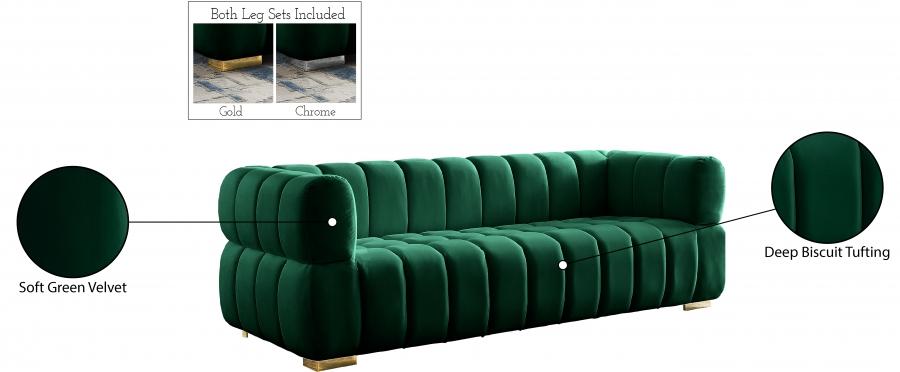 

    
Contemporary Green Engineered Wood Living Room Set 3PCS Meridian Furniture Gwen 670Green-S-3PCS
