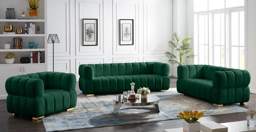 

    
Contemporary Green Engineered Wood Living Room Set 3PCS Meridian Furniture Gwen 670Green-S-3PCS
