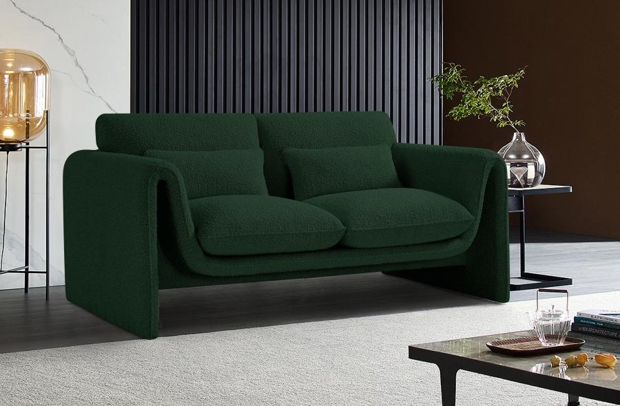 

    
 Shop  Contemporary Green Engineered Wood Living Room Set 3PCS Meridian Furniture Stylus 198Green-S-3PCS
