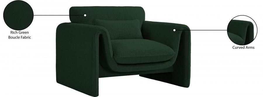 

    
 Shop  Contemporary Green Engineered Wood Living Room Set 3PCS Meridian Furniture Stylus 198Green-S-3PCS
