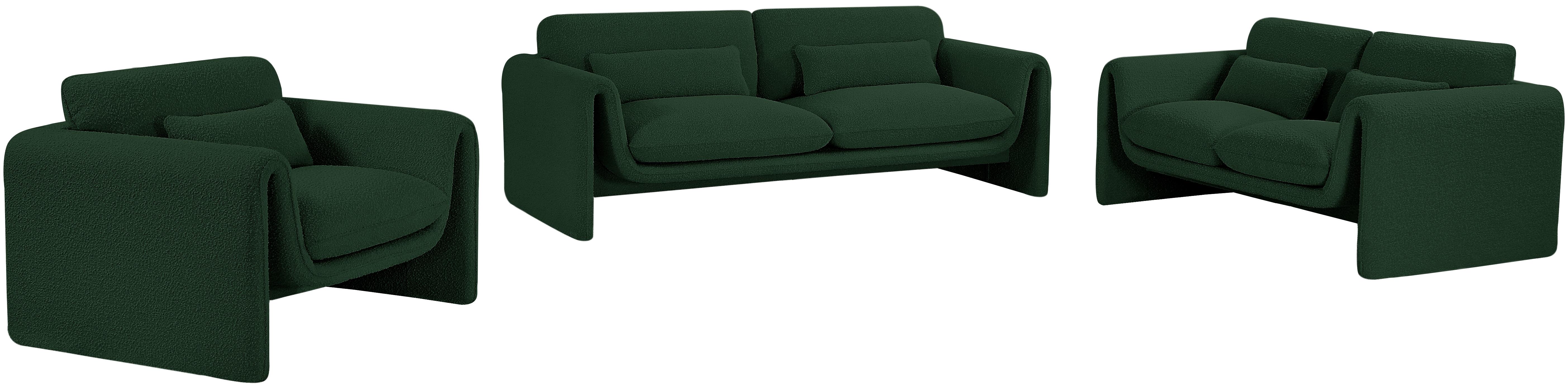 

    
Contemporary Green Engineered Wood Living Room Set 3PCS Meridian Furniture Stylus 198Green-S-3PCS
