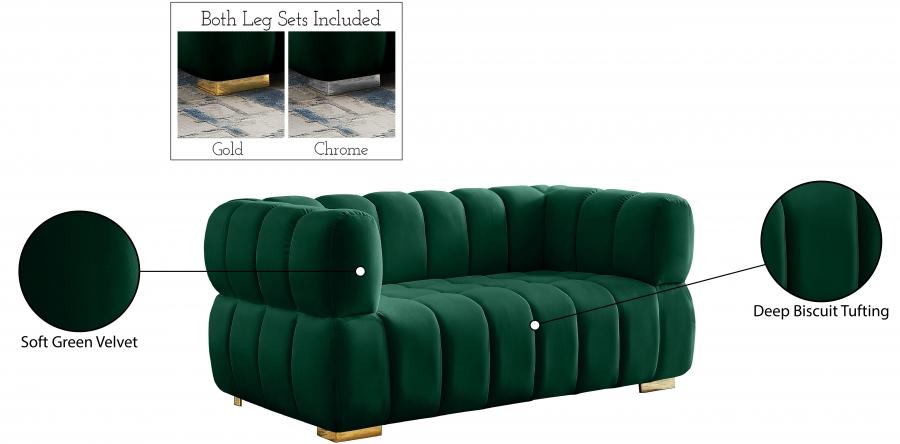 

    
 Photo  Contemporary Green Engineered Wood Loveseat Meridian Furniture Gwen 670Green-L

