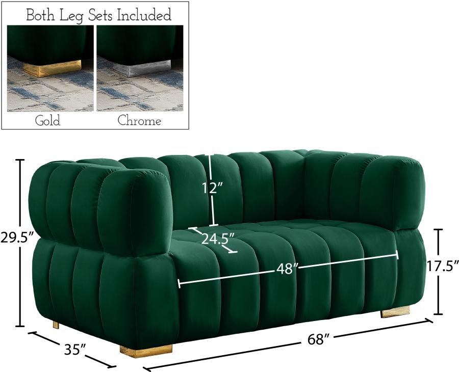 

    
 Shop  Contemporary Green Engineered Wood Loveseat Meridian Furniture Gwen 670Green-L

