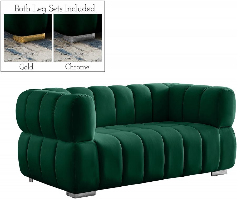 

    
Contemporary Green Engineered Wood Loveseat Meridian Furniture Gwen 670Green-L

