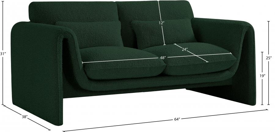 

                    
Buy Contemporary Green Engineered Wood Loveseat Meridian Furniture Stylus 198Green-L
