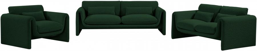 

    
 Shop  Contemporary Green Engineered Wood Sofa Meridian Furniture Stylus 198Green-S
