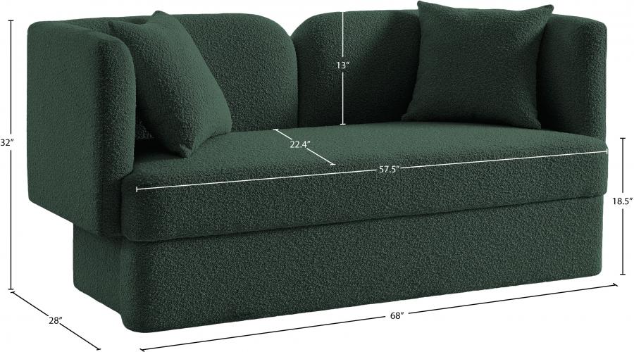 

    
 Photo  Contemporary Green Wood Fabric Living Room Set 2PCS Meridian Furniture Marcel 616Green-S-2PCS
