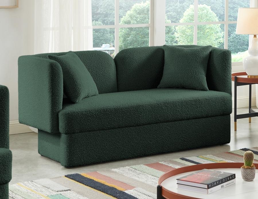 

    
Contemporary Green Wood Fabric Loveseat Meridian Furniture Marcel 616Green-L
