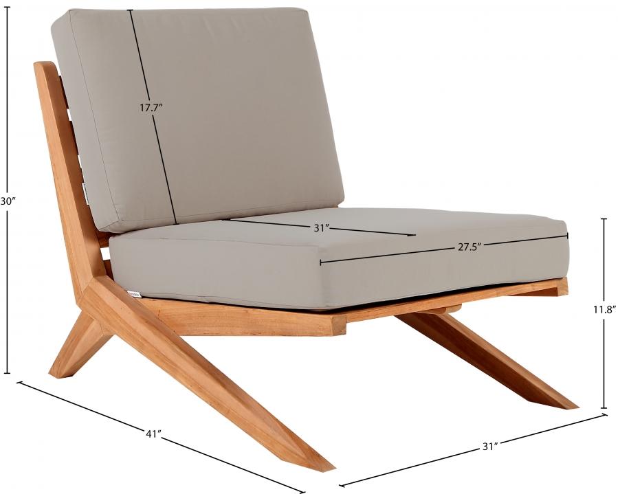 

    
 Shop  Contemporary Grey Wood Fabric Patio Chair Meridian Furniture Tahiti 351Grey-C
