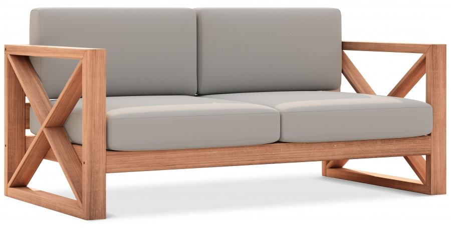 

    
Contemporary Grey Wood Fabric Patio Loveseat Meridian Furniture Anguilla 352Grey-L

