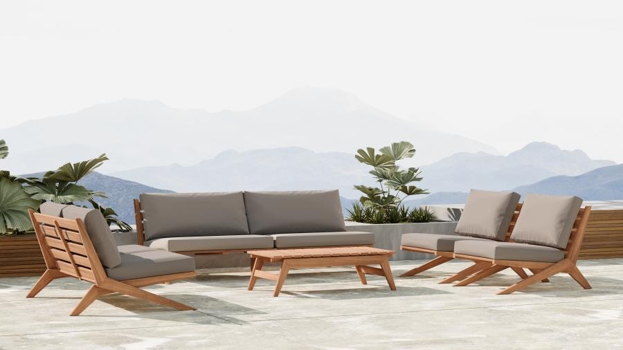 

    
Contemporary Grey Wood Fabric Patio Sofa Set 2PCS Meridian Furniture Tahiti 351Grey-S-2PCS
