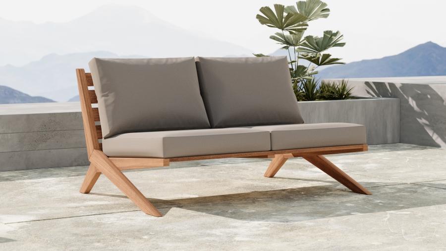 

    
Contemporary Grey Wood Fabric Patio Sofa Set 2PCS Meridian Furniture Tahiti 351Grey-S-2PCS
