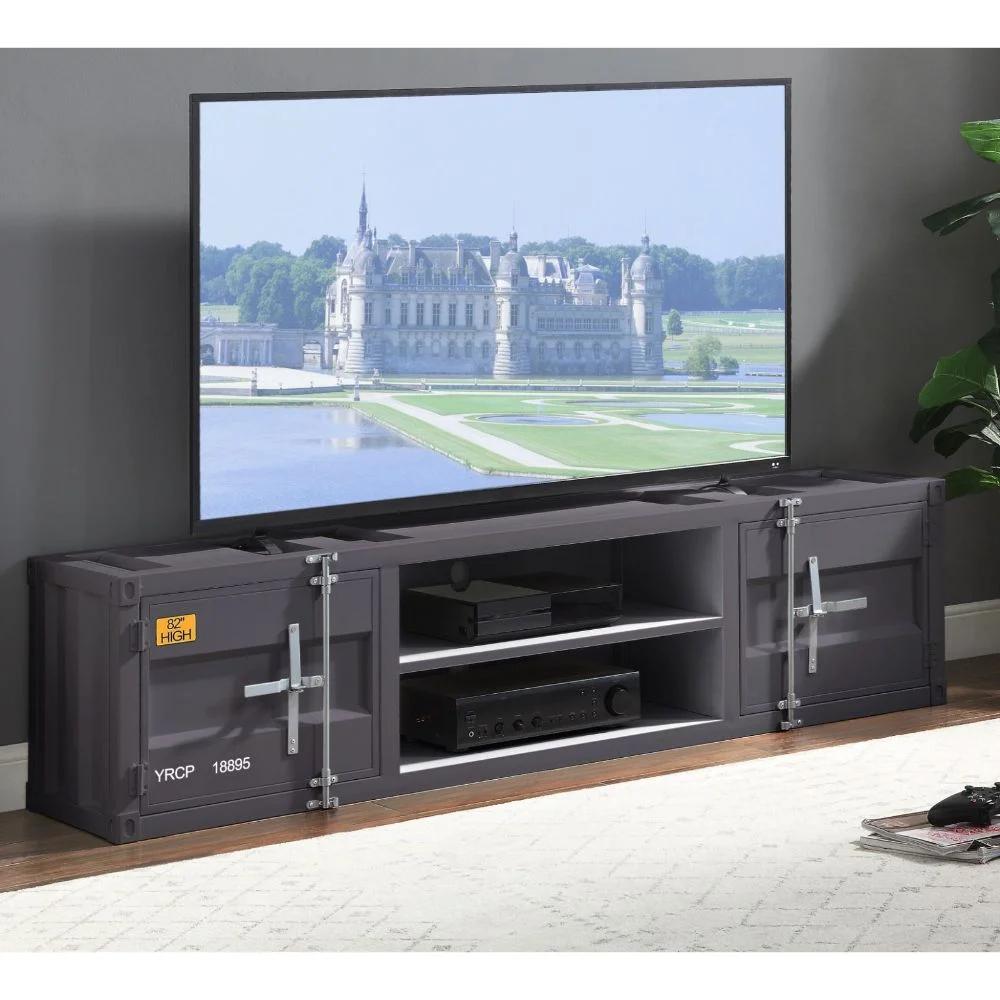 

    
Contemporary Gunmetal TV Stand by Acme Cargo 91885
