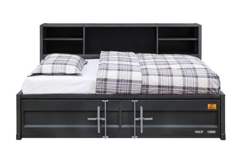 Contemporary Twin Size Bed w/ Trundle Cargo 38270 in Gunmetal 
