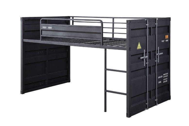 Contemporary Twin Loft Bed Cargo 38305 in Gunmetal 