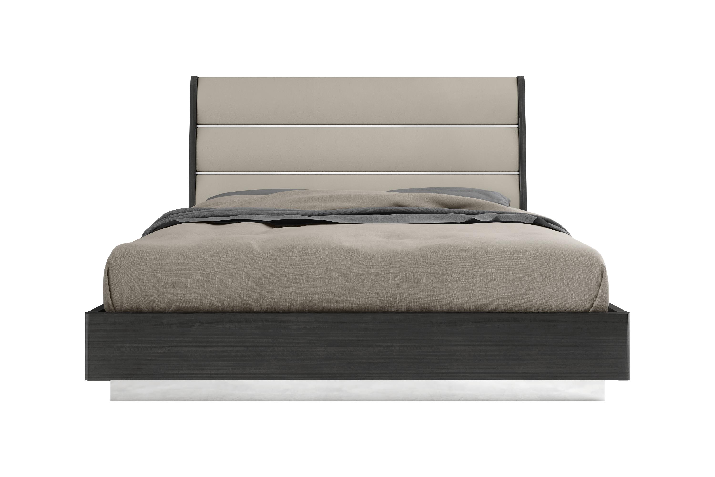 

    
Contemporary High Gloss Dark Gray Faux Leather King Bed WhiteLine BK1752-DGRY/LGRY Pino
