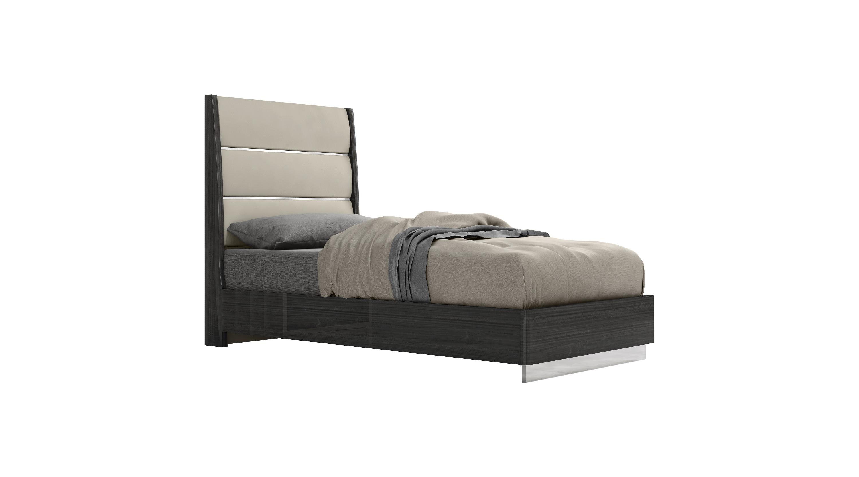 

    
Contemporary High Gloss Dark Gray Faux Leather Twin Bed WhiteLine BT1752-DGRY/LGRY Pino
