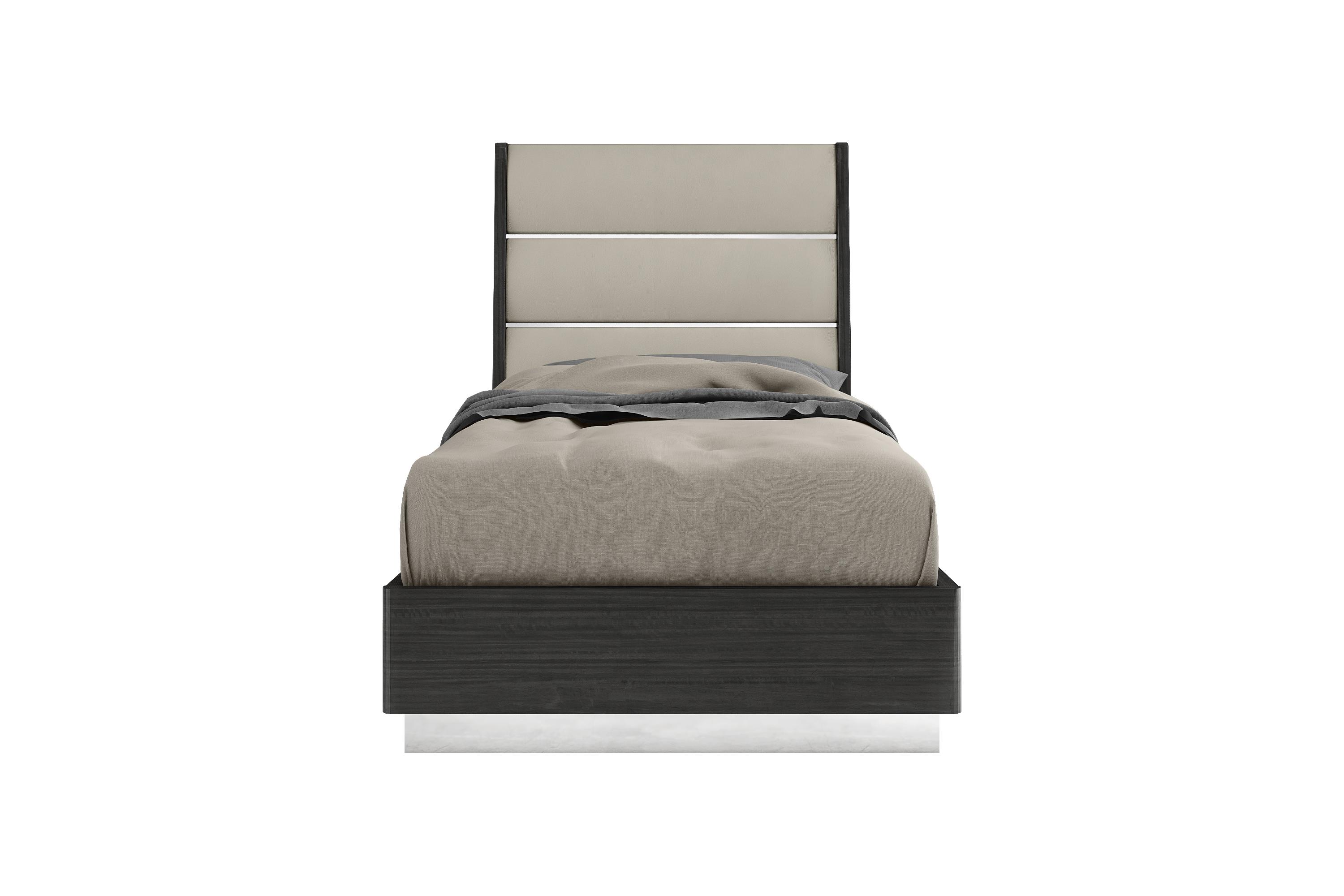 Contemporary Bed BT1752-DGRY/LGRY Pino BT1752-DGRY/LGRY in Dark Gray Faux Leather